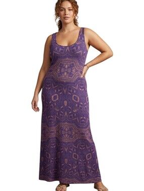 Mossimo Purple Pink Boho Geometric Print Maxi Dress Size XXL